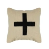 Storied Home Swiss Cross Cotton Wool Throw Pillow, Black And Natural In Brown