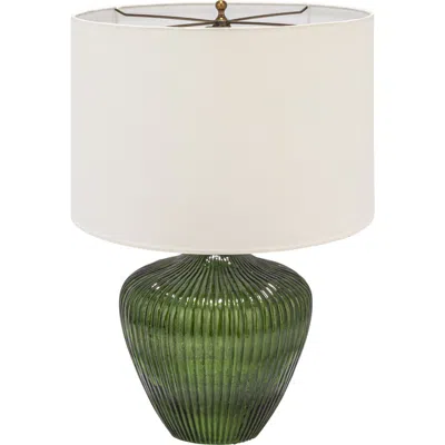 Storied Home Table Lamp With Drum Shade In Green