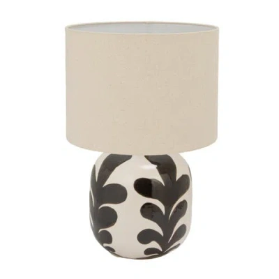 Storied Home Table Lamp With Linen Shade And Inline Switch In Brown