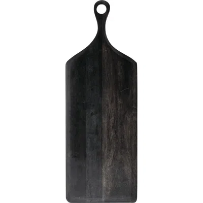 Storied Home Tall Acacia Wood Cheese And Cutting Board With Round Opening On Handle, Black