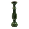 Storied Home Tall Embossed Mercury Glass Candle Holder, Green In Green