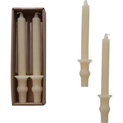 Storied Home Tall Unscented Taper Candles, Cream, Set Of 2 In Neutral