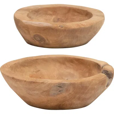 Storied Home Teakwood Bowls, Set Of 2 In Brown