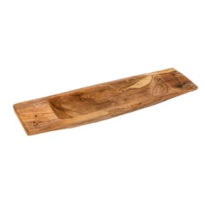 Storied Home Teakwood Trug With Handles In Brown