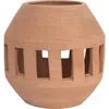 Storied Home Terra-cotta Planter/candle Holder In Brown