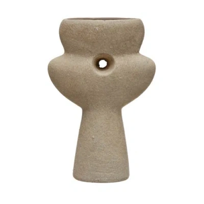 Storied Home Terra-cotta Sculptural Vase, Natural Sand Finish In Gray