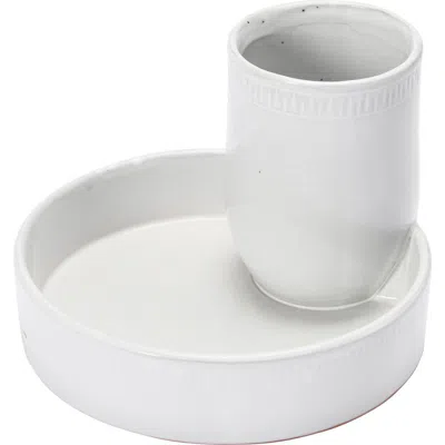 Storied Home Terra Cotta Tray W 2 Sections In White