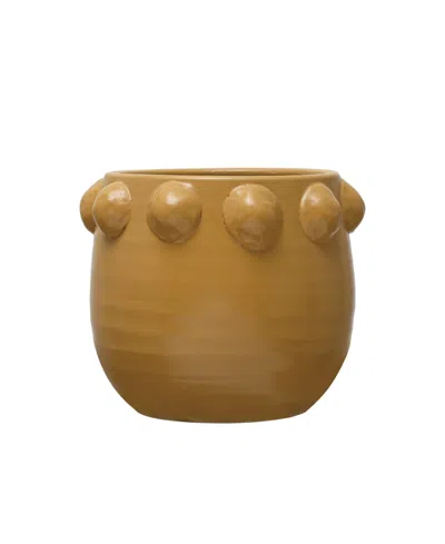 Storied Home Terracotta Planter With Raised Dots In Yellow