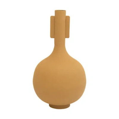 Storied Home Textured Decorative Flower Vase, Matte Mustard In Brown