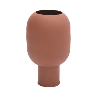 Storied Home Textured Decorative Metal Flower Vase, Matte Sienna Brown
