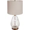 Storied Home Textured Glass Base Table Lamp With Cotton Drum Shade, White In Gold