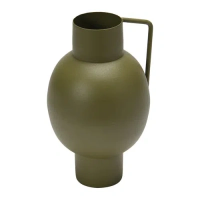 Storied Home Textured Metal Vase With Handle In Green