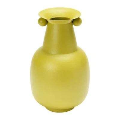 Storied Home Textured Metal Vase In Yellow