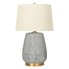 Storied Home Textured Stoneware Table Lamp With Gold Accents And Linen Shade, Blue And Gold In Blue