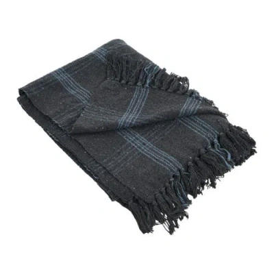 Storied Home Throw Blanket With Fringe In Black
