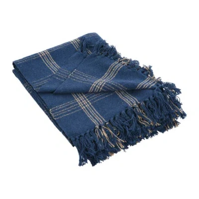 Storied Home Throw Blanket With Fringe In Blue