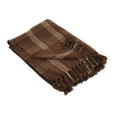 Storied Home Throw Blanket With Fringe In Brown