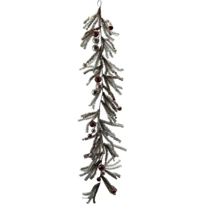 Storied Home Tinsel Garland With Ornaments, Multicolor In Silver