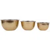 Storied Home Transitional Hammered Stainless Steel Bowls, Gold Finish, Set Of 3 Sizes In Gold