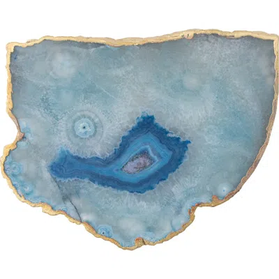 Storied Home Tray With Electroplated Edge In Blue