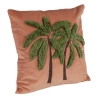 Storied Home Tropical Embroidered Velvet Pillow, Multicolor In Pink