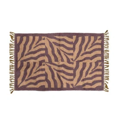 Storied Home Tufted Print Rug With Fringe In Brown