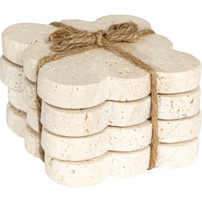 Storied Home Tuscan Elegance Travertine Coaster Set, Natural, Set Of 4 In Brown