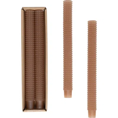 Storied Home Unscented Hobnail Taper Candles In Brown