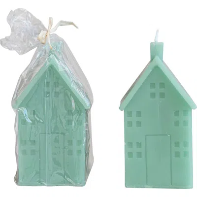 Storied Home Unscented House Shaped Candle In Green