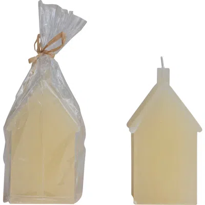 Storied Home Unscented House Shaped Candle In White