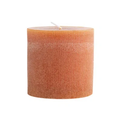 Storied Home Unscented Pleated Pillar Candle In Orange