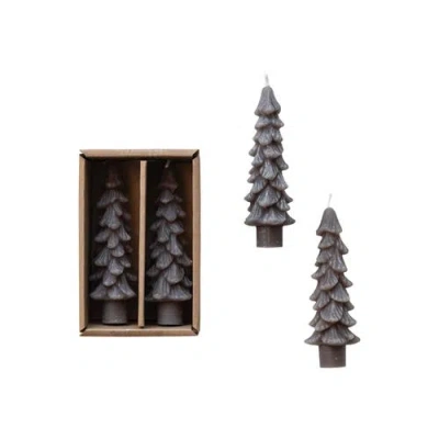 Storied Home Unscented Textured Tree Shaped Taper Candles In Gray