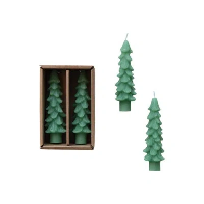 Storied Home Unscented Textured Tree Shaped Taper Candles In Green