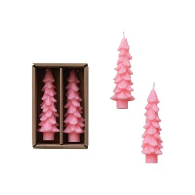 Storied Home Unscented Textured Tree Shaped Taper Candles In Pink