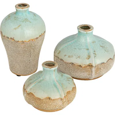 Storied Home Various Vases With Distressed Finish And Glaze In Multi