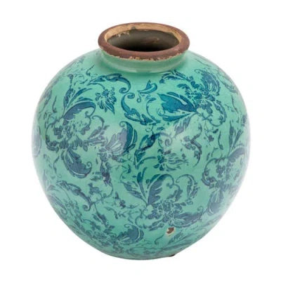 Storied Home Vase With Transferware In Blue