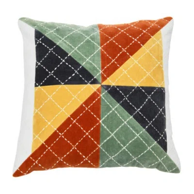 Storied Home Velvet Patchwork Pillow In Multi