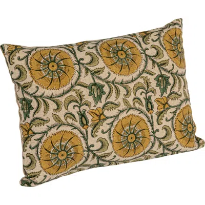 Storied Home Verdant Charm Linen Lumbar Pillow In Multi