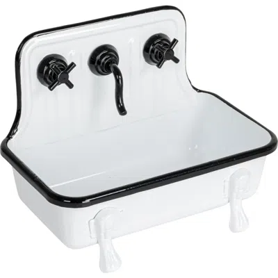 Storied Home Vintage-inspired Metal Sink Soap Dish With Faucet Design, White And Black