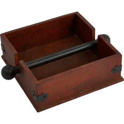 Storied Home Vintage Wood And Metal Dinner Napkin Holder, Brown And Black