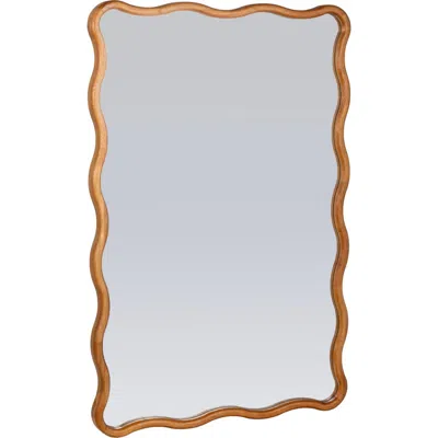 Storied Home Wavy Mirror With Scalloped Frame In Brown