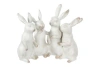 Storied Home Whitewashed Polyresin Bunny Rabbit Quartet In White