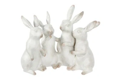 Storied Home Whitewashed Polyresin Bunny Rabbit Quartet