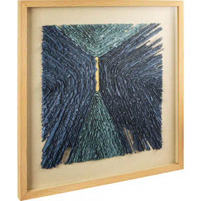 Storied Home Wood And Glass Framed Paper Shadow Box Wall Décor, Blue And Tan Color In Multi