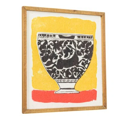 Storied Home Wood Framed Painted Bowl Wall Art In Yellow
