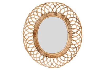 Storied Home Wood Oval Wall Mirror In Brown