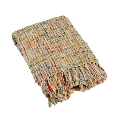 Storied Home Woven Acrylic Bouclé Throw Blanket With Fringe, Multicolor