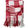 Storied Home Woven Acrylic Throw With Fringe, Red And White Plaid In Red