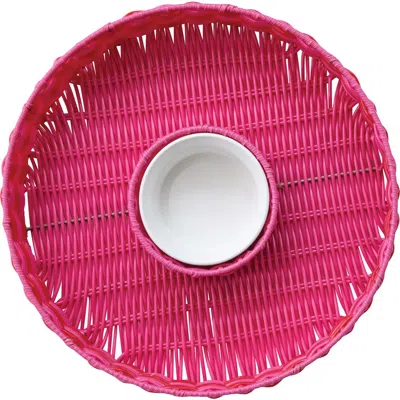 Storied Home Woven Chip And Dip Basket With Removable Bowl In Red