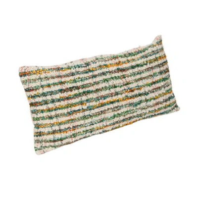Storied Home Woven Cotton Blend Bouclé Lumbar Pillow With Stripes In Multi